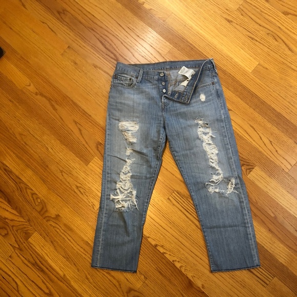 Levi's Denim - 501 crop, distressed  levi's